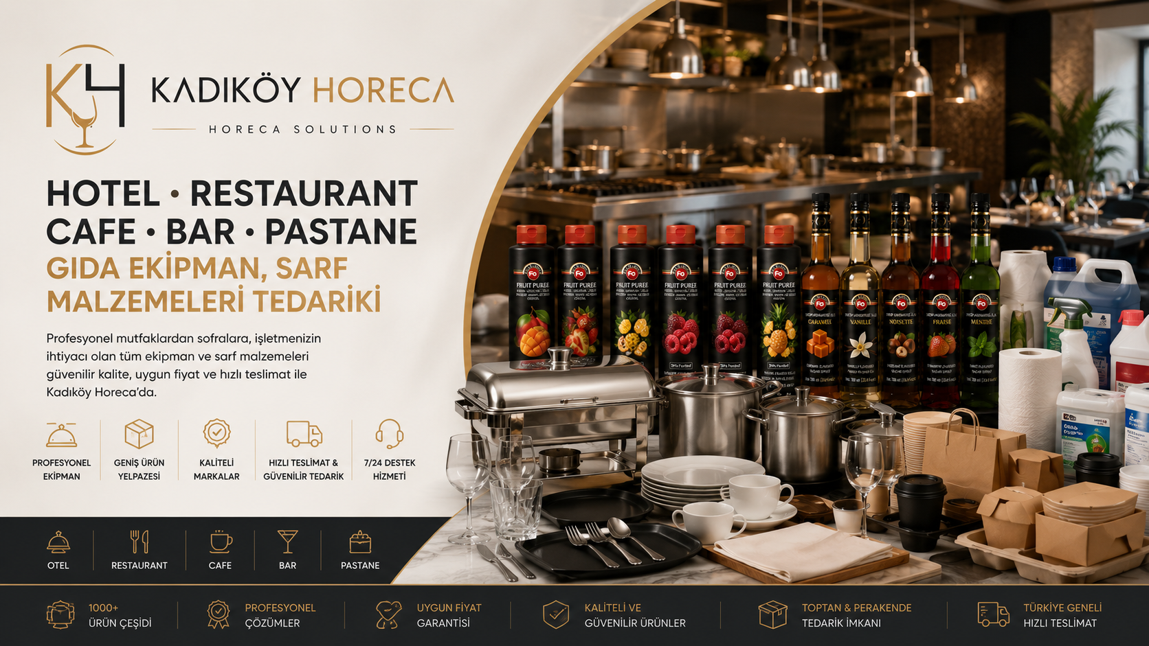 HOTEL, RESTAURANT, CAFE, BAR, PASTANE GIDA EKİPMAN, SARF MALZEMELERİ TEDARİKİ